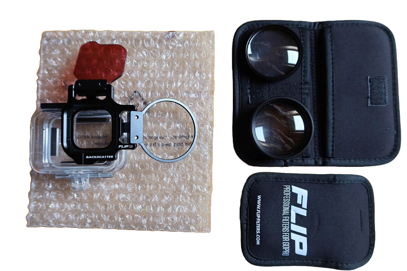 Ukázka montáže adaptéru na makro čočky a filtry na podvodní pouzdro akční kamery