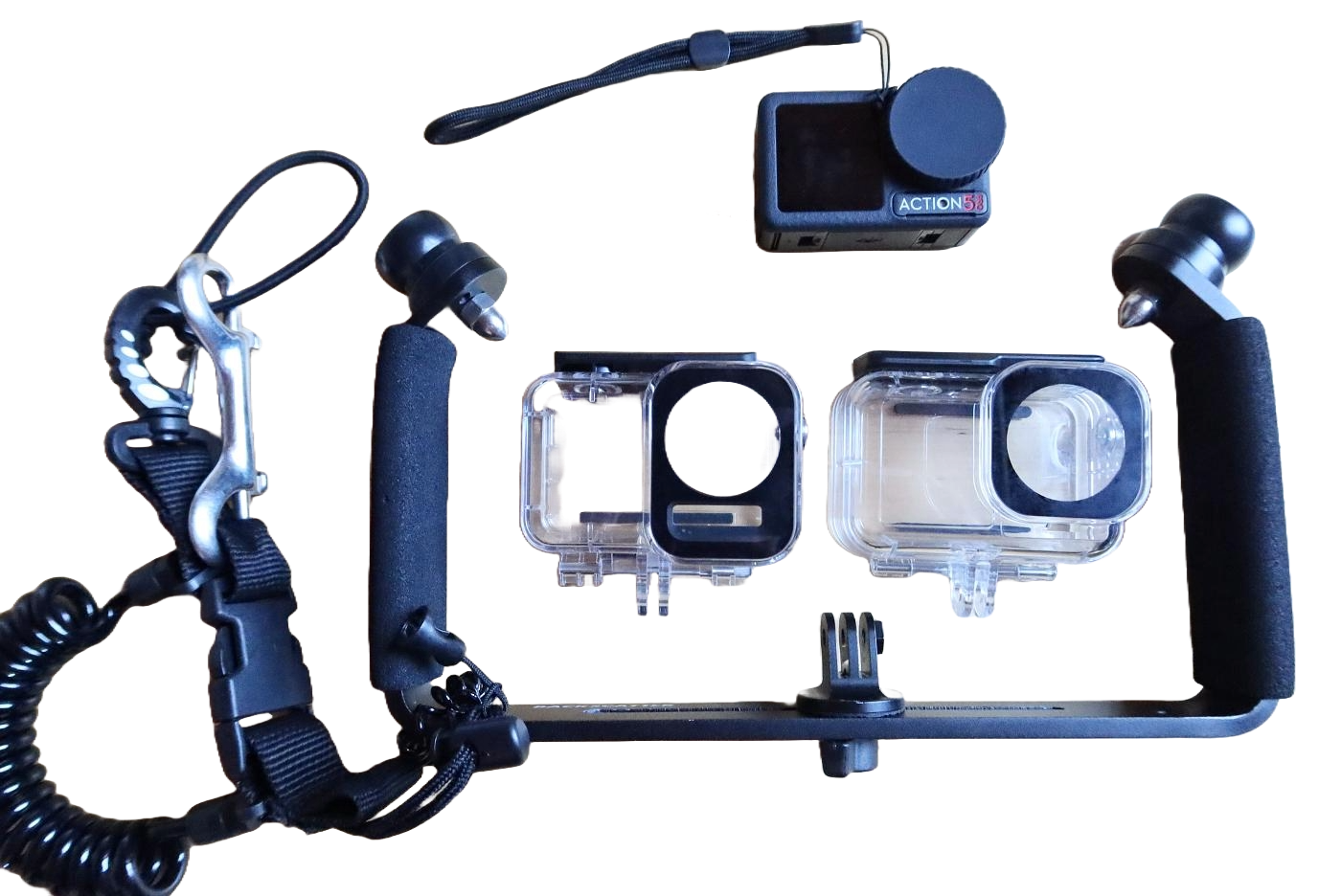 Příklad sestavy akční kamery pro šnorchlování