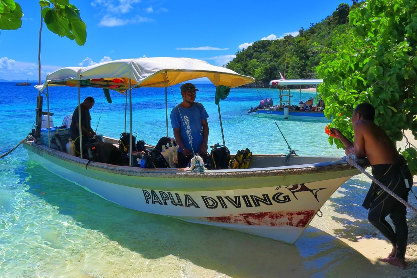 Papua diving boat and crew