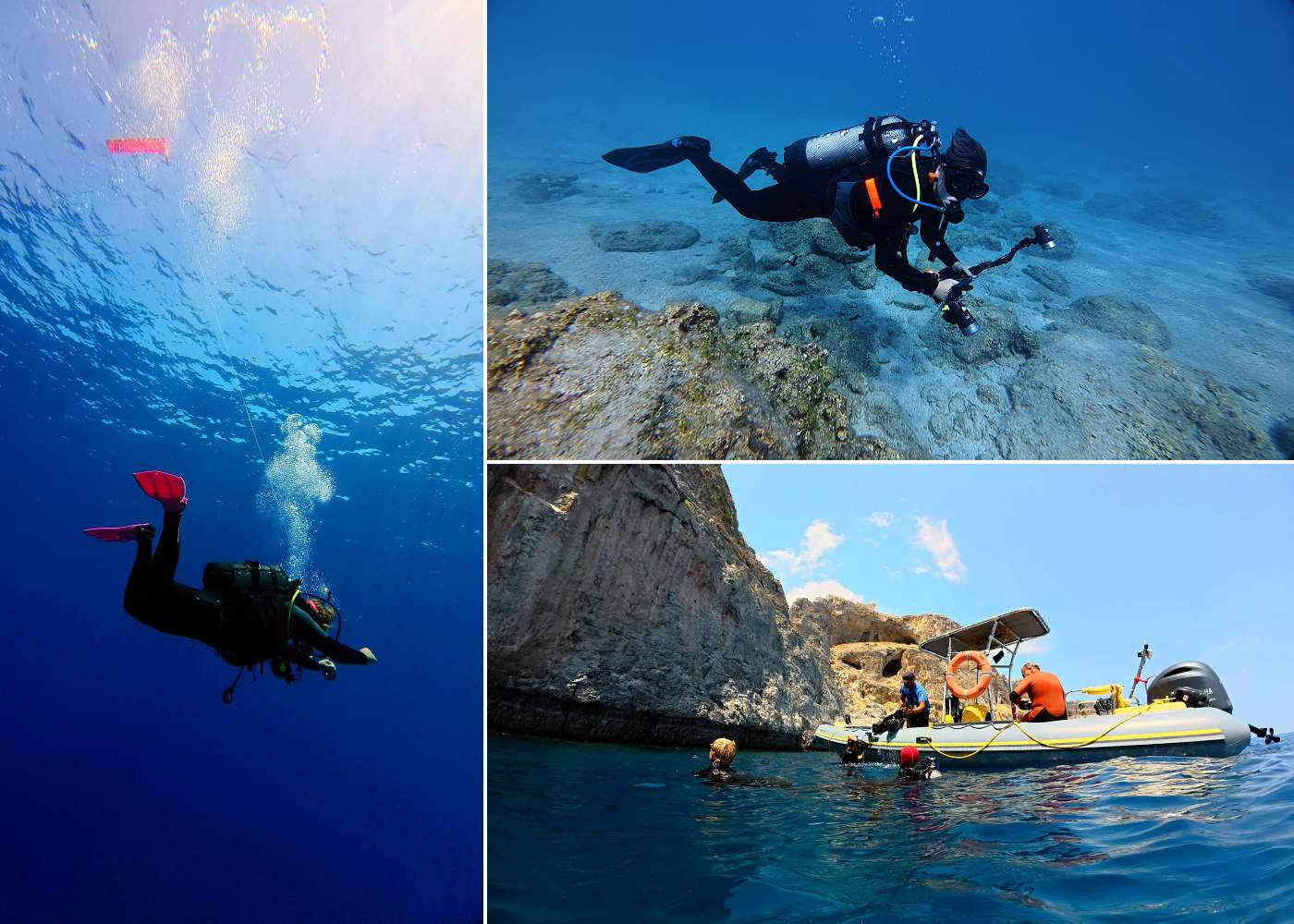 Momentky z potápění, fotokoláž